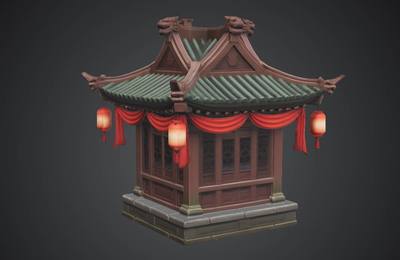 中国古建亭子中式凉亭 3D 模型古典中式建筑_838898c25dda